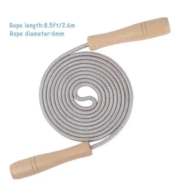 Alt view image 6 of 7 - Jump Rope Kids,8.5ft Adjustable Cotton Skipping Rope with Wooden Handle for Boys and Girls Fitness Outdoor Exercise (Silver)