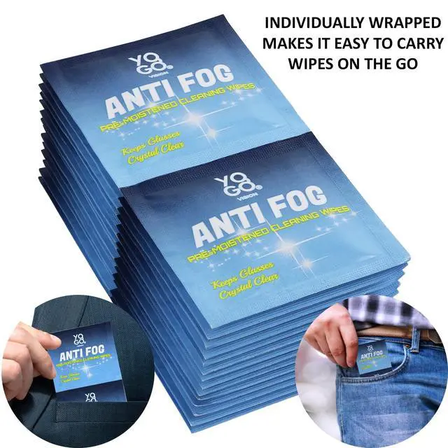 Alt view image 3 of 5 - Anti Fog Wipes for Glasses Pre Moistened Cleaner Lens Wipes for Screens, Binoculars, Face Sheilds, Ski Masks, Swim Goggles, Individual Wrapped Antifog for Eyeglass Cleaner (30 pack)