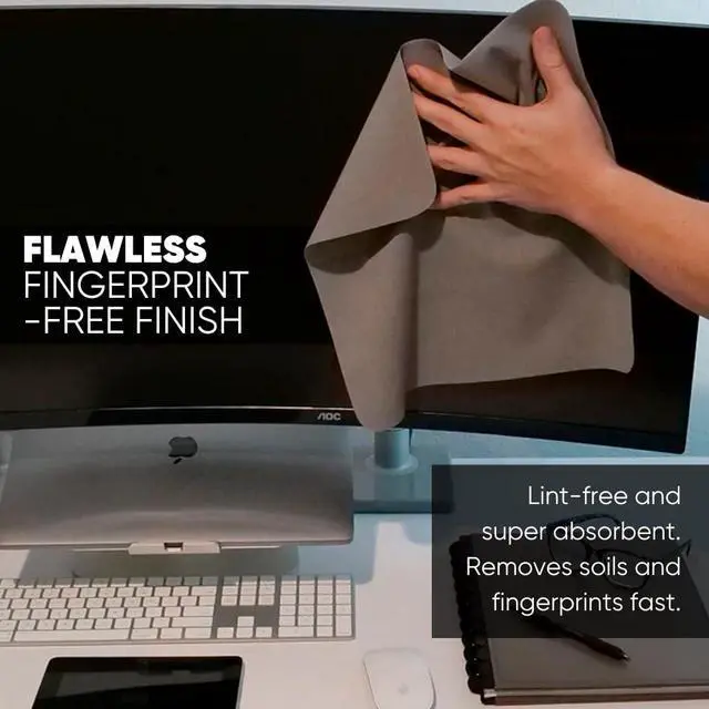 Alt view image 3 of 7 - Premium TV Screen Cleaning Cloth Black | 14x14 | 3pk | Soft Microfiber Suede | XLarge Reusable | No Lint Scratch-Free Durable | Large TVs Monitors