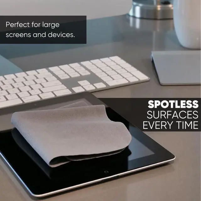 Alt view image 4 of 7 - Premium TV Screen Cleaning Cloth Black | 14x14 | 3pk | Soft Microfiber Suede | XLarge Reusable | No Lint Scratch-Free Durable | Large TVs Monitors