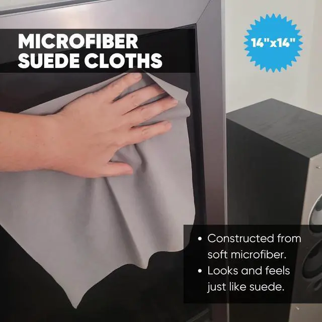 Alt view image 2 of 7 - Premium TV Screen Cleaning Cloth Black | 14x14 | 3pk | Soft Microfiber Suede | XLarge Reusable | No Lint Scratch-Free Durable | Large TVs Monitors