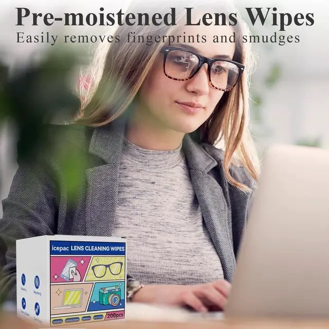 Alt view image 4 of 7 - Glasses Wipes Lens Cleaner- -Moistened Individual Wrapped Eye Glasses Cleaning Wipes | Glasses Cleaner Safely Cleans Glasses, Sunglasses, Phone Screen, Electronics & Camera Lens (white-200)