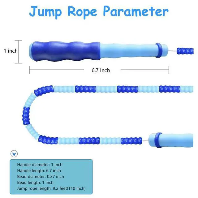 Alt view image 3 of 7 - 2 Pack Jump Rope for Kids Girls and Boys, Soft Beaded Jump Ropes, Adjustable Skipping Rope, Workout and Weight Loss,9.2Ft(Blue&Purple)
