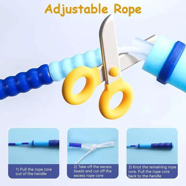 Alt view image 4 of 7 - 2 Pack Jump Rope for Kids Girls and Boys, Soft Beaded Jump Ropes, Adjustable Skipping Rope, Workout and Weight Loss,9.2Ft(Blue&Purple)
