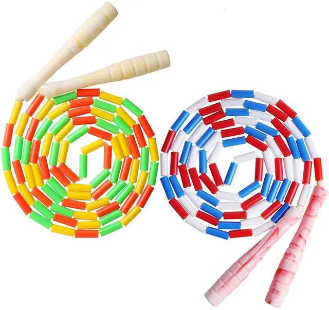 Main image of 2 Pcs Bead Jump Rope for Kids Adults, Beaded Jump Rope For Fitness (Yellow+Red)