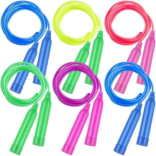 Main image of 6 Pack Colorful Jump Rope Set Adjustable Plastic Jump Ropes Skipping Rope Outdoor Jumping Ropes Great Party Favor