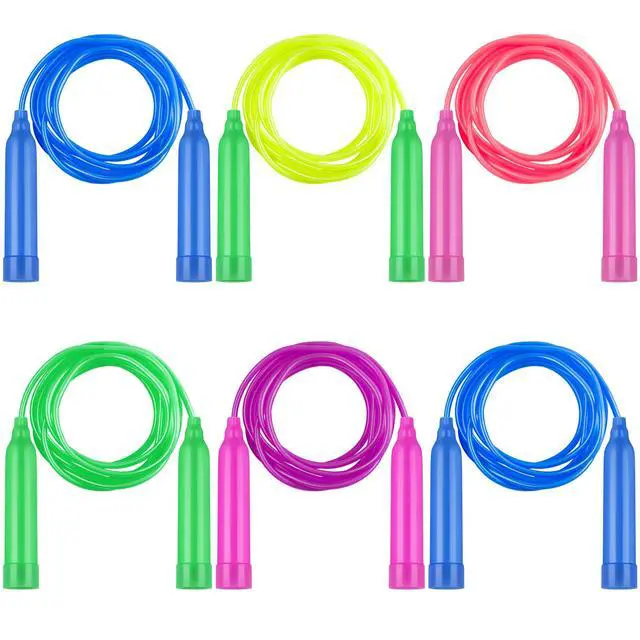 Alt view image 4 of 7 - 6 Pack Colorful Jump Rope Set Adjustable Plastic Jump Ropes Skipping Rope Outdoor Jumping Ropes Great Party Favor