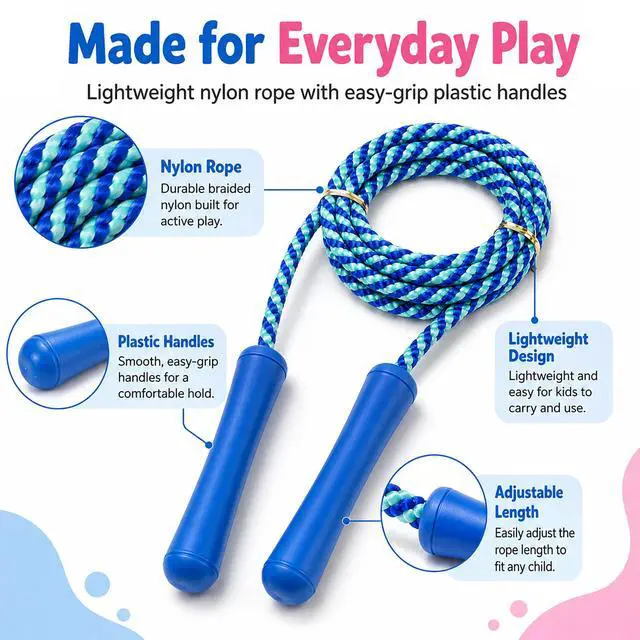 Alt view image 4 of 7 - Adjustable Size Colorful Jump Rope for Kids and Teens - Outdoor Indoor Fun Games Skipping Rope Exercise Fitness Activity and Party Favor - Assorted colors Pack of (3)