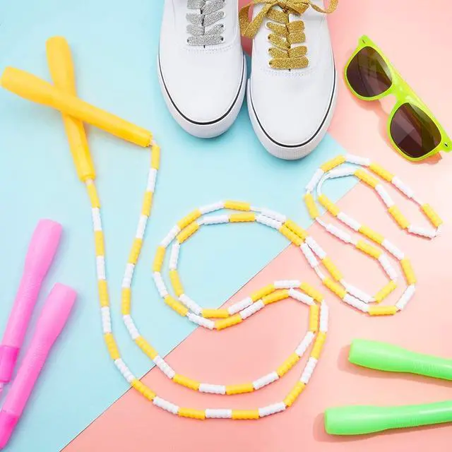 Alt view image 2 of 6 - Beaded Jump Ropes Set of 4-9.2 ft Each, Multicolor, Ages 8-12 - PVC Beaded for Jump Rope Fitness & Cardio Workouts