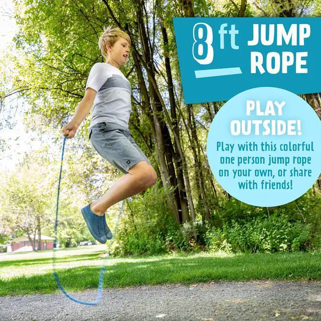 Alt view image 2 of 5 - 8' Foot Jump Rope 2 Pack - Active Outdoor Youth Fitness Excersing Equipment - Braided Nylon Gym Accessories - Black Confetti