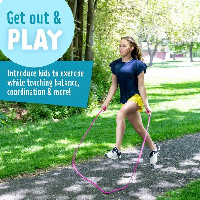 Alt view image 4 of 5 - 8' Foot Jump Rope 2 Pack - Active Outdoor Youth Fitness Excersing Equipment - Braided Nylon Gym Accessories - Black Confetti