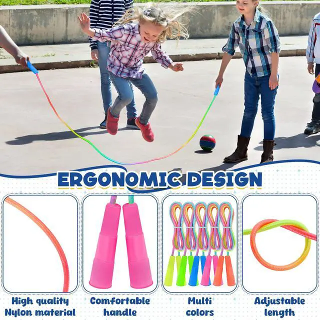 Alt view image 3 of 7 - 6 Pack Jump Rope for Kids, Adjustable Length Nylon Skipping Ropes for Kids