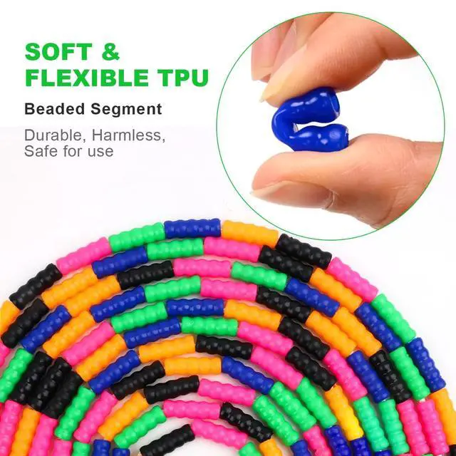 Alt view image 2 of 6 - 16 FT Long Jump Rope(1 PACK), Double Dutch Jump Ropes, Soft Beaded Skipping for Kids Adults, Plastic Segmented Long Enough for 4-5 Jumpers (Blue) (Blue)