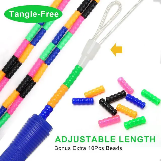Alt view image 3 of 6 - 16 FT Long Jump Rope(1 PACK), Double Dutch Jump Ropes, Soft Beaded Skipping for Kids Adults, Plastic Segmented Long Enough for 4-5 Jumpers (Blue) (Blue)