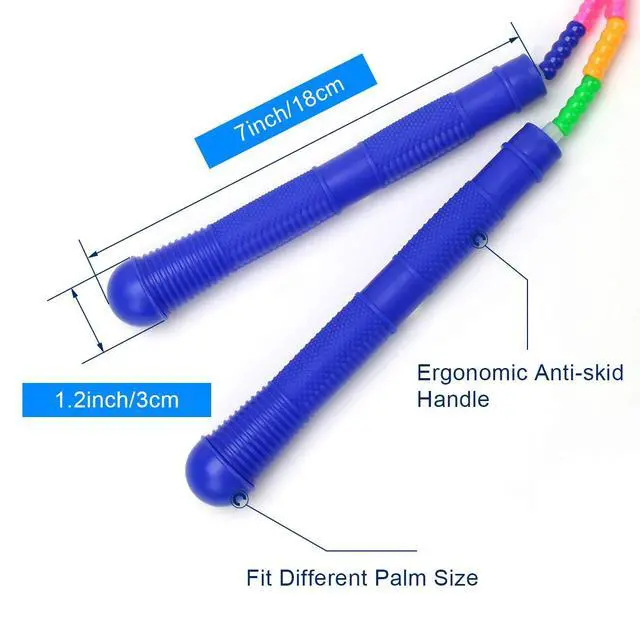Alt view image 4 of 6 - 16 FT Long Jump Rope(1 PACK), Double Dutch Jump Ropes, Soft Beaded Skipping for Kids Adults, Plastic Segmented Long Enough for 4-5 Jumpers (Blue) (Blue)