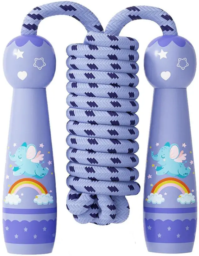 Main image of Jump Rope for Kids-Adjustable Cotton Braided Skipping Rope with Wooden Handle for Toddler Fitness Workout Exercise Outdoor Activity
