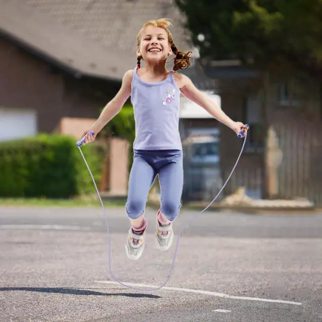Alt view image 6 of 7 - Jump Rope for Kids-Adjustable Cotton Braided Skipping Rope with Wooden Handle for Toddler Fitness Workout Exercise Outdoor Activity