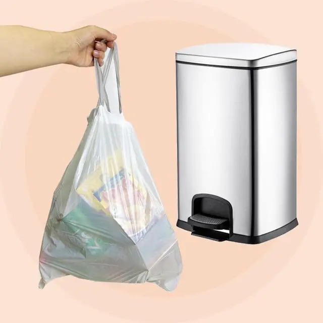 Alt view image 6 of 7 - 8 Gallon Trash-Bags Drawstring Kitchen-Garbage-Bag Unscented - White Plastic 54 Count Recyclable Restroom Liners Strong Compactor Can Tall Large Recycle Waste Basket Inwaysin