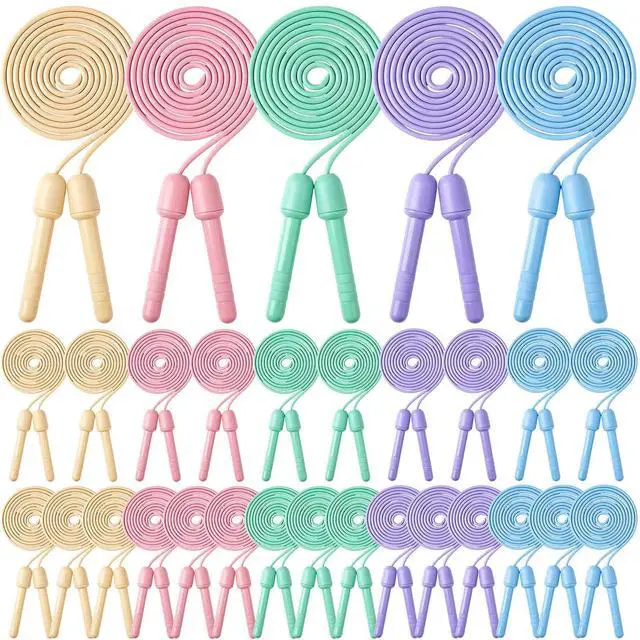 Main image of Jump Rope 8.2 Feet Adjustable Fitness Skipping Jump Rope with Plastic Handles for Outdoor Exercise Sport Party Equipment, Assorted, Macaron Colors(30)