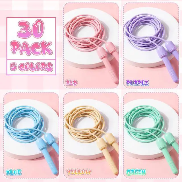 Alt view image 3 of 7 - Jump Rope 8.2 Feet Adjustable Fitness Skipping Jump Rope with Plastic Handles for Outdoor Exercise Sport Party Equipment, Assorted, Macaron Colors(30)