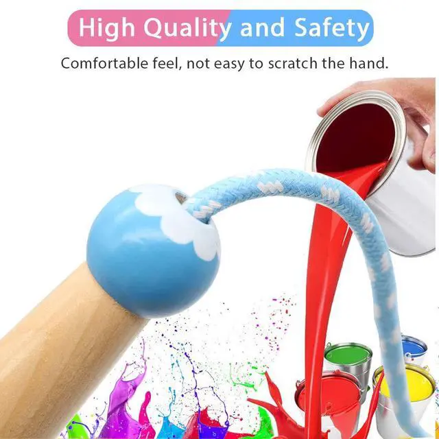 Alt view image 3 of 6 - Jump Rope Kids, 7ft Adjustable Cotton Skipping Rope with Wooden Handle for Boys and Girls Fitness Outdoor Exercise (Pink+Blue)