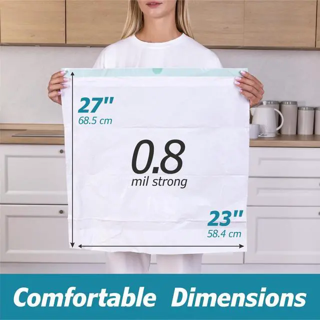 Alt view image 4 of 7 - 8 Gallon Drawstring Garbage Bags 0.8 Mil Ultra Strong Medium Kitchen Trash Bags Medium Plastic Bags - Individual, Unscented, White, 23"x27", 50 Count