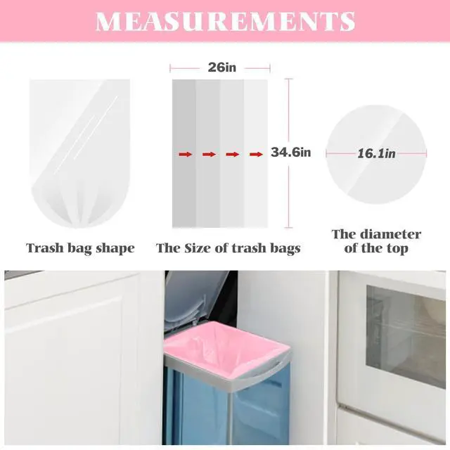 Alt view image 2 of 7 - Colorful Clear Strong Tall Kitchen Trash Bags 13 Gallon 100 Counts,Fit 10,13,15,16,18 Gal Garbage Bags by Teivio, Bin Liners, Plastic Bags for home Office Bathroom,Multicolor