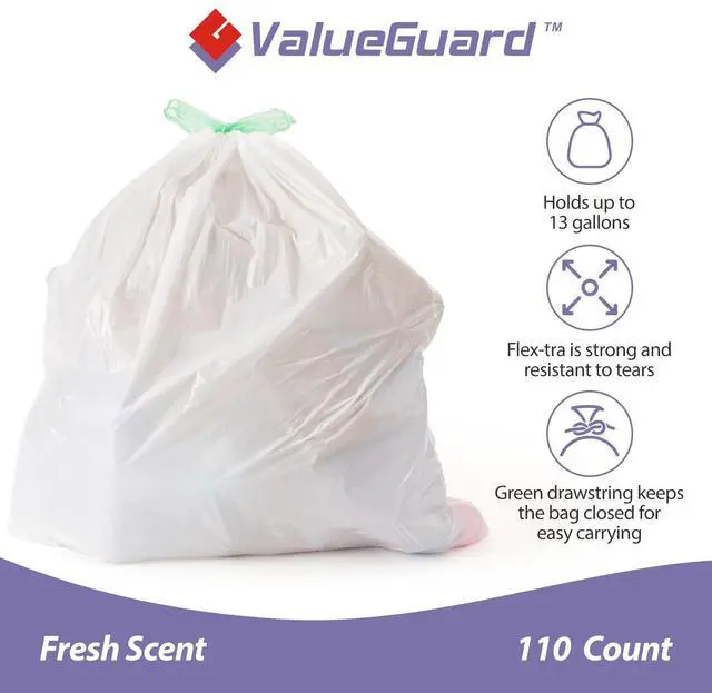 Alt view image 2 of 7 - Trash Bags Garbage Bag 13 Gallon Drawstring Tall Waste Bag for Kitchen Office Party 0.6 Mil (110 Count)
