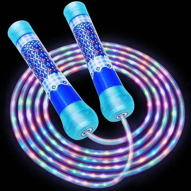 Main image of LED Jump Rope for Kids Colorful Skipping Rope Light Up Ropes for Girls Boys Fitness Exercise & Lights Dancing & Night Party Favors,Blue
