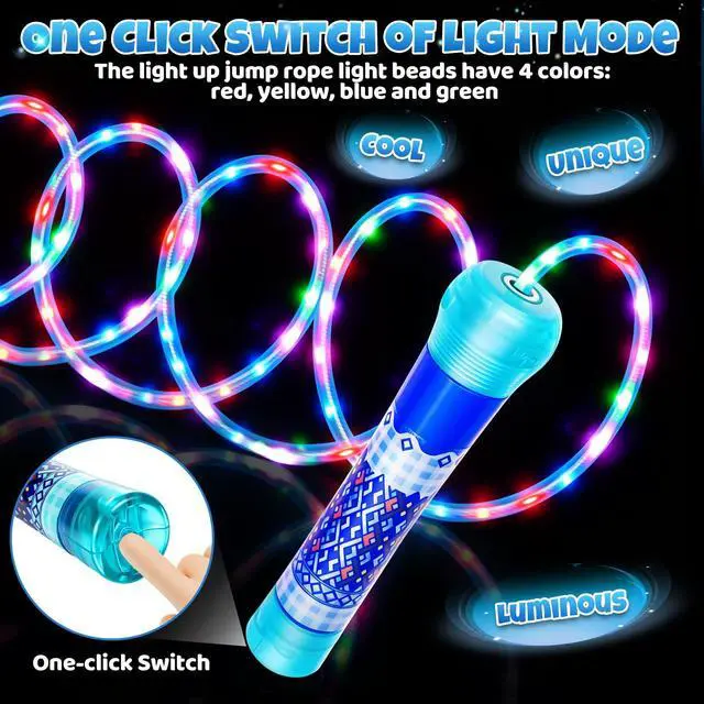 Alt view image 4 of 7 - LED Jump Rope for Kids Colorful Skipping Rope Light Up Ropes for Girls Boys Fitness Exercise & Lights Dancing & Night Party Favors,Blue
