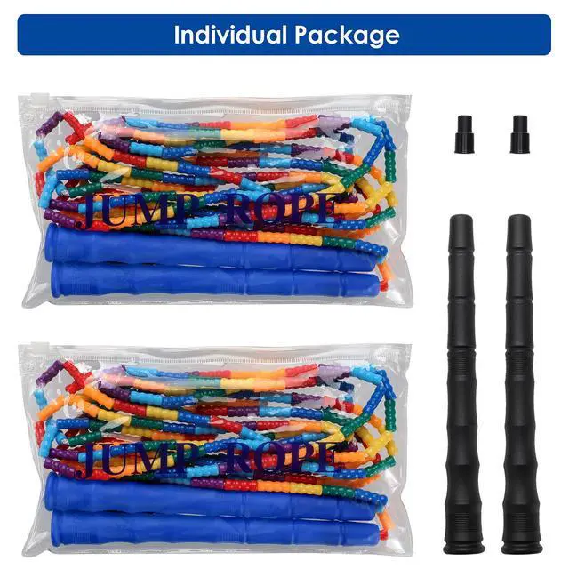Alt view image 5 of 7 - Double Dutch 16 FT 2 Pack Long Jump Rope, Plastic Segmented Beaded DIY Rope, Suitable for Children and Adults, Long Enough for 5-6 Jumpers (Blue)