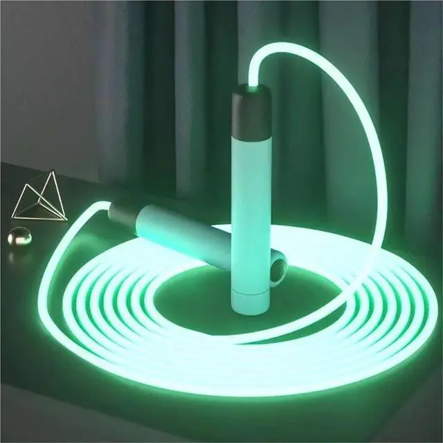 Alt view image 2 of 7 - LED Night Glow Jump Ropes Glowing Skipping Rope for Adjustable Adults Portable Training Sports Fitness Equipment(Blue)