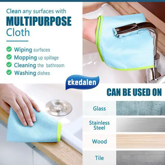 Alt view image 4 of 7 - Microfiber Cleaning Cloth Lint Free Glass Polish, Blue & Grey | Fish Scale Window Cleaning Cloth, Streak Free, Reusable for Glass Mirror Kitchen Dish, 16 x12 in, 8 Pcak