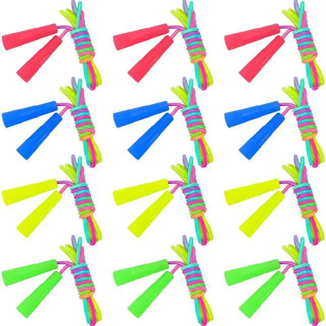 Main image of Jump Rope,12 Pack Rainbow Jump Rope Set,7.2 Ft Adjustable Skipping Rope,Durable Jump Ropes with Plastic Handles,Vibrant Jumping Ropes for Outdoor Fun Exercise Fitness Activity Party Favors(12)