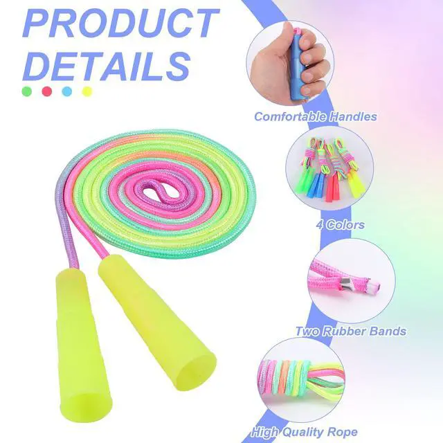 Alt view image 3 of 7 - Jump Rope,12 Pack Rainbow Jump Rope Set,7.2 Ft Adjustable Skipping Rope,Durable Jump Ropes with Plastic Handles,Vibrant Jumping Ropes for Outdoor Fun Exercise Fitness Activity Party Favors(12)