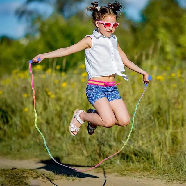 Alt view image 4 of 7 - Jump Rope,12 Pack Rainbow Jump Rope Set,7.2 Ft Adjustable Skipping Rope,Durable Jump Ropes with Plastic Handles,Vibrant Jumping Ropes for Outdoor Fun Exercise Fitness Activity Party Favors(12)