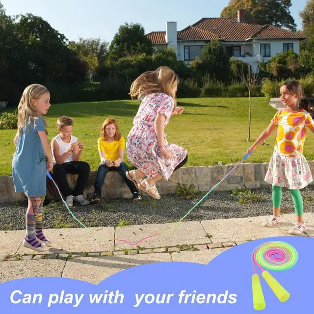 Alt view image 6 of 7 - Jump Rope,12 Pack Rainbow Jump Rope Set,7.2 Ft Adjustable Skipping Rope,Durable Jump Ropes with Plastic Handles,Vibrant Jumping Ropes for Outdoor Fun Exercise Fitness Activity Party Favors(12)