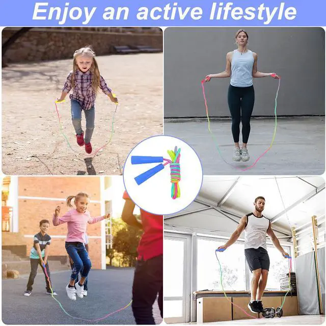 Alt view image 7 of 7 - Jump Rope,12 Pack Rainbow Jump Rope Set,7.2 Ft Adjustable Skipping Rope,Durable Jump Ropes with Plastic Handles,Vibrant Jumping Ropes for Outdoor Fun Exercise Fitness Activity Party Favors(12)