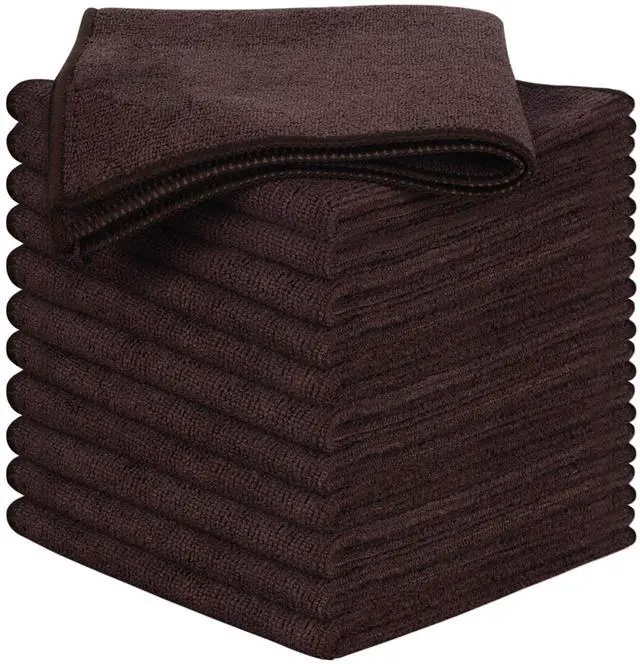 Main image of Absorbent Microfiber Dish Cloth Kitchen No Streak Cleaning Cloth Dish Rags Lens Cloths 12 Inch X 12 Inch 12 Pack Dark Brown
