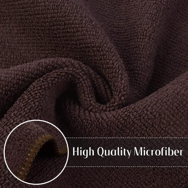 Alt view image 3 of 7 - Absorbent Microfiber Dish Cloth Kitchen No Streak Cleaning Cloth Dish Rags Lens Cloths 12 Inch X 12 Inch 12 Pack Dark Brown