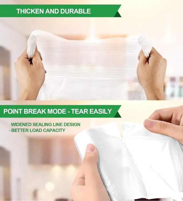 Alt view image 4 of 6 - 13 Gallon Trash Bags - Clear Plastic Garbage Bag Unscented Tall Medium Can Liners for Kitchen Office Home Waste Basket 5 Roll 55 Liters 80 Counts