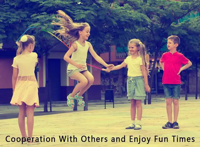 Alt view image 2 of 7 - 16 FT Long Jump Rope for Kids, 2 Pack Adjustable Double Dutch Skipping Rope with Wooden Handle, Multiplayer Rainbow Jumping Rope for Outdoor Fun, School Sport, Party Game