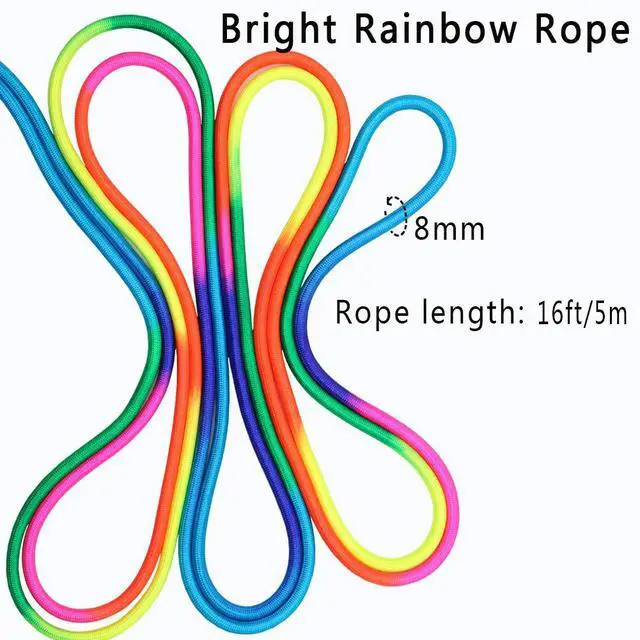 Alt view image 3 of 7 - 16 FT Long Jump Rope for Kids, 2 Pack Adjustable Double Dutch Skipping Rope with Wooden Handle, Multiplayer Rainbow Jumping Rope for Outdoor Fun, School Sport, Party Game