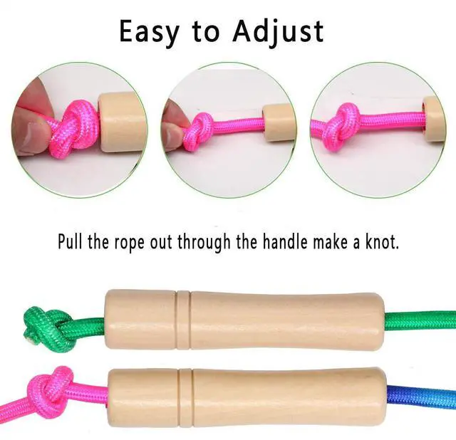 Alt view image 4 of 7 - 16 FT Long Jump Rope for Kids, 2 Pack Adjustable Double Dutch Skipping Rope with Wooden Handle, Multiplayer Rainbow Jumping Rope for Outdoor Fun, School Sport, Party Game