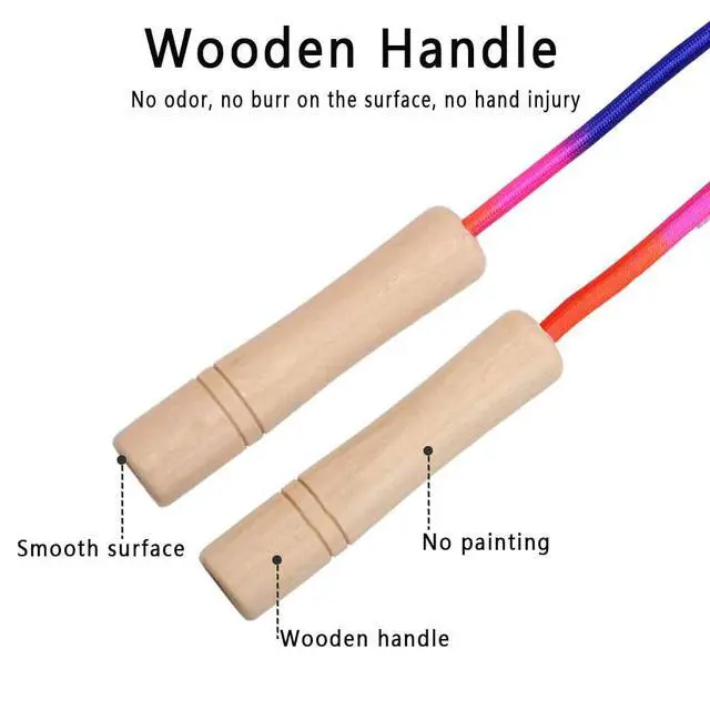 Alt view image 5 of 7 - 16 FT Long Jump Rope for Kids, 2 Pack Adjustable Double Dutch Skipping Rope with Wooden Handle, Multiplayer Rainbow Jumping Rope for Outdoor Fun, School Sport, Party Game