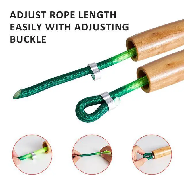 Alt view image 4 of 6 - Double Dutch Long Jump rope - 16Ft 2 Pack Skipping Rope for Kids Adults, Rainbow Jumping Rope for Multiplayer with Wooden Handle