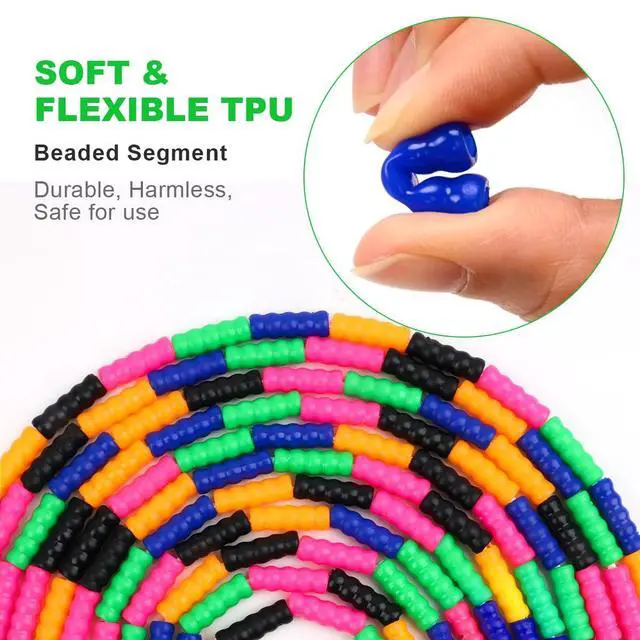 Alt view image 5 of 6 - 16 FT Long Jump Rope(2 PACK), Double Dutch Jump Ropes, Soft Beaded Skipping Rope for Kids Adults, Plastic Segmented Long Enough for 4-5 Jumpers(Rainbow) (Green)
