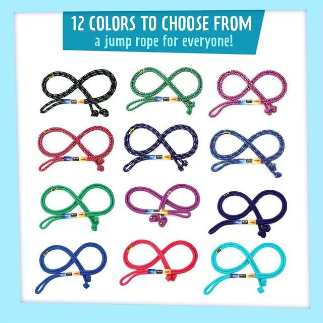 Alt view image 5 of 5 - 8' Foot Jump Rope 2 Pack - Active Outdoor Youth Fitness Excersing Equipment - Braided Nylon Gym Accessories - Black Confetti