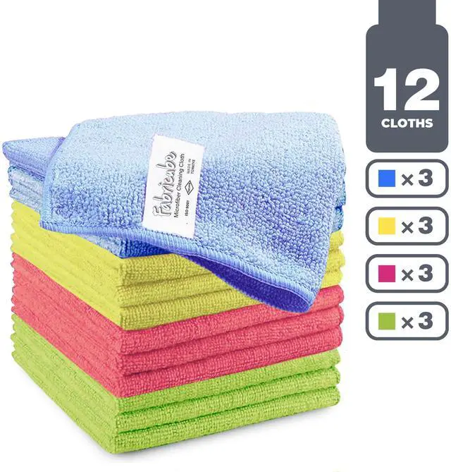 Alt view image 2 of 5 - Turkish Microfiber Cleaning Cloth of 4 Colors | 20% Polyamide for Elevated Liquid Suction | Must Have Drying Supply for Kitchen and Home Accessories | Rags with Reinforced Edges, Pack of 12