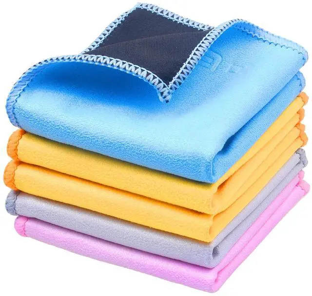 Main image of Microfiber Cleaning Cloths Double-Sided - 5 Pack - 6.6 x 6.2 inch - Microfiber and Suede Cloth for Smartphones